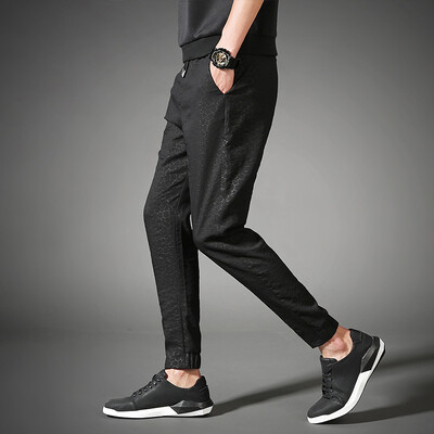 

AEMAPE Casual Pants Men Spring Summer Autumn Youth Slim Stretch Trousers Pantyhose JT1701 Black XL