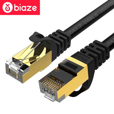 

BIAZE супер семь кабель 1 м чистая медь позолоченный двойной экранированный компьютер широкополосный 10 гигабит готовые кабельные сети кабельные сети высокоскоростной интернет-кабель WX5-черный