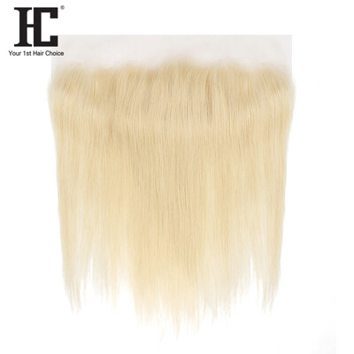 

HC Hair 613 Blonde Lace Frontal Non Remy Brazilian Straight Weave 13x4 Ear To Ear Closure With Baby Hair One Bundle Pre Plucked