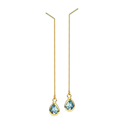 

Shin Kong jewelry exquisite fashion exquisite blue crystal drop earrings plated 18k gold ear line female blue