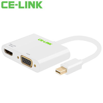 

CE-LINK Mini DP to VGA / HDMI / DVI 3-in-1 Converter 4K Mini Mini DisplayPort Adapter Macbook Lightning Interface Black A1513