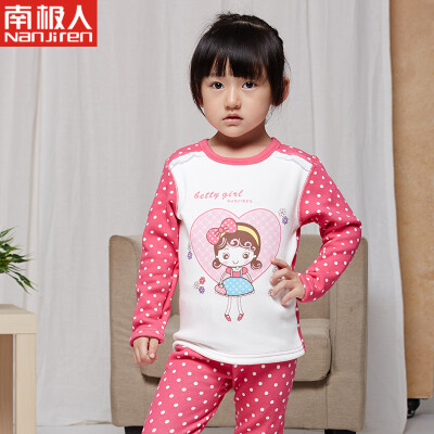 

Antarctic Nanjiren children underwear men&women autumn&winter warm underwear Qiuyi Qiutu suit sweet girl underwear suit - pink 150