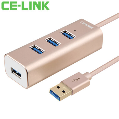 

CE-LINK 2423 USB2.0 4-port HUB hub 1 meter Apple notebook / super computer 2.0USB expansion mini-in-line HUB splitter Tu Hao gold