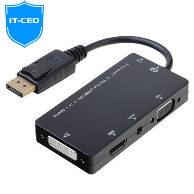 

IT-CEO Y1DVH большой DP для HDMI / DVI / VGA / 3,5 аудио отверстие четыре в одном конвертер DP компьютерная графика для телевизора проектор проектор адаптер динамика черный
