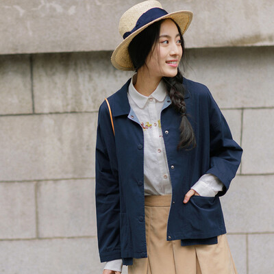 

Yan Man INMAN 2017 autumn new lapel short paragraph wild casual cardigan jacket female 1873042012 sapphire blue S