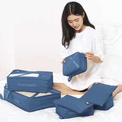 

BUBM QJT Travel Storage Bag Luggage Luggage Clothes Bag Travel Clothing Storage Underwear Collar Bag Set Blue Seven Sheets