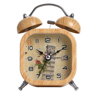 

Compas alarm clock creative mute lazy mechanical bell clock home alarm clock personality downtown table children bedroom bedside clock DL001 bamboo