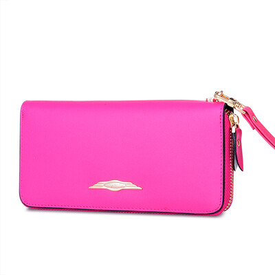 

Each degree MEIDU ladies long paragraph holding bag simple leather fashion zipper hand grasping package purse MWS160721 rose