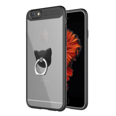 

Mo Fan Apple 6s plus phone shell iPhone6 ​​plus protective cover (to send the film + ring ring bracket) all-inclusive transparent hard shell back around the fall soft shell black