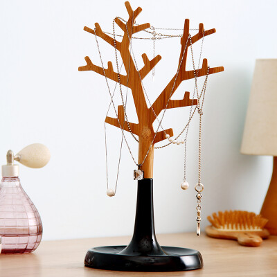 

ORZ Jewelry Display Stand Holders Plastic Wood Tree Shape Tray Necklace Dangle Earrings Showing Shelf Rack Storage Organizer