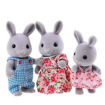 

Sambler family Japanese brand princess toy girl doll house simulation forest family home flocking rabbit doll doll - rabbit family SYFC14148