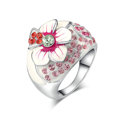 

Yoursfs® 18K Rose Gold Plated Purple Flower Painting Ring Use Austrian Crystal Fashion Jewelry