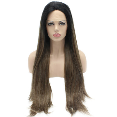 

Iwona Synthetic Hair Lace Front Long Straight Ombre Wig