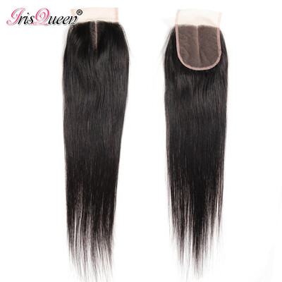 

Iris Queen Hair Brazilian Lace Closure Straight Hair 4x4 Middle Part 100 Non-Remy Human Hair Lace ClosureFree Shipping