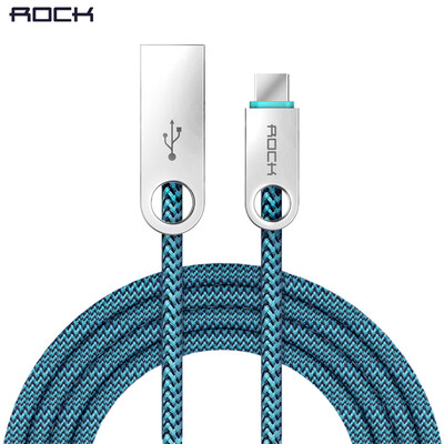 

Rocket (ROCK) Тип-C кабель для передачи данных мобильный телефон цинковый сплав зарядный кабель для музыки / проса 4C / 5 / Huawei P9 / слава V8 / Meizu PRO5 / a плюс 2 1 м павлин синий