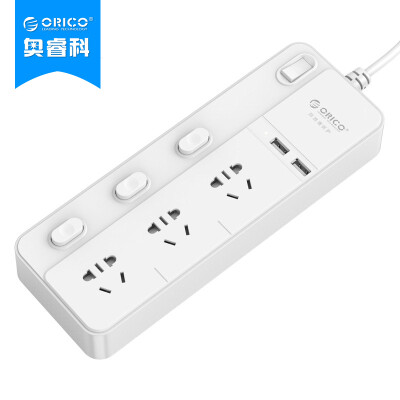 

ORICO NPC-3A2U USB socket row row 3-position home sub-control panel terminal block lightning protection surge 15 m line length control switch white