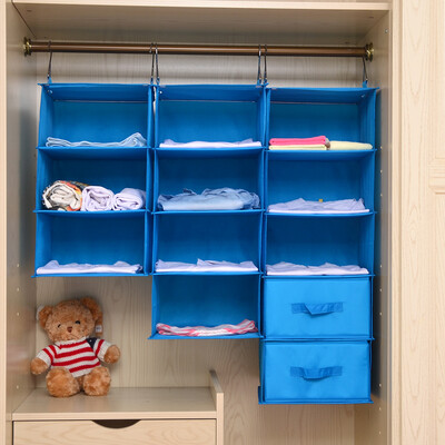 

Bicoy Oxford cloth closet storage hanging bag hanging storage bag storage bag 5 layer kitchen 2 drawers lake blue