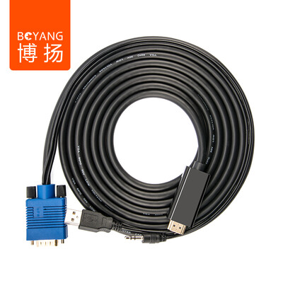

Bo Yang BOYANG BY-HD05 HDMI to VGA high-definition line with audio band power supply notebook connected display projector 5 meters