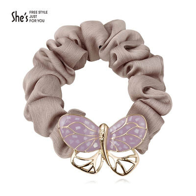 

shes Qian Zi headdress jewelry headdress hair rope elegant drip hollow alloy butterfly hair ring purple
