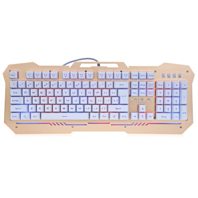 

AULA 104 Keys 7-цветная светодиодная подсветка Проводная игровая клавиатура (Golden)