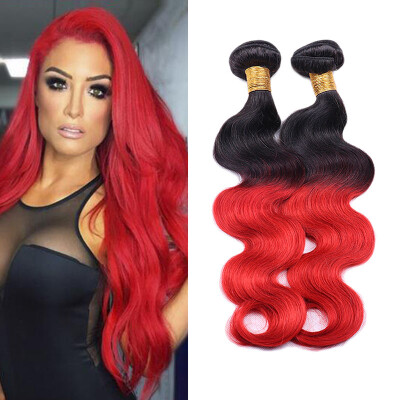 

Iueenly Brazilian Remy 100 Human Hair Bundles Body Wave T1bRed Ombre Hair 4 Bundles Extensions Free Shipping