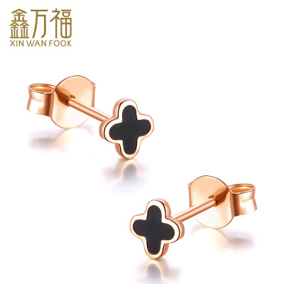 

Xin Wanfu four leaf clover 18K rose gold earrings female models