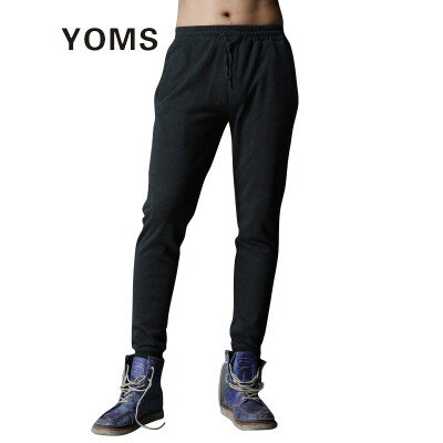 

YOMS casual pants men's men's cotton leisure home loose art sports feet casual pants deep gray gray XXL 185