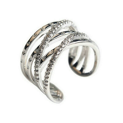 

Yoursfs@ 18K Wihte Gold Plated Zircon Adjustable Ring