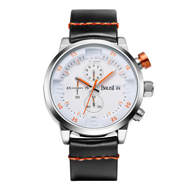 

BHOLI SI 8207 хронограф кварцевые наручные часы для мужчин из кожи ремешок для часов