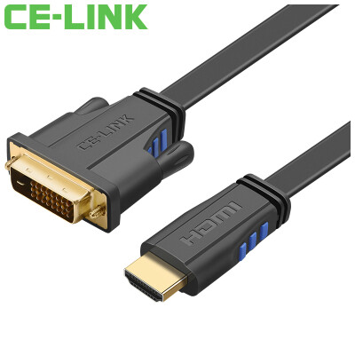 

CE-LINK HDMI to DVI 24 1 conversion cable 3 m flat cable high-definition signal conversion cable 1080P computer connection projector display black 2575