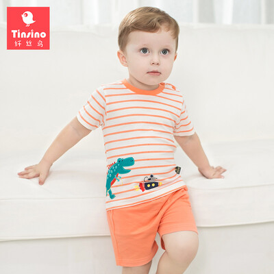 

(TINSINO) children's clothing children's summer set children's boy baby cotton leisure short sleeve sets of stars cactus light orange 80