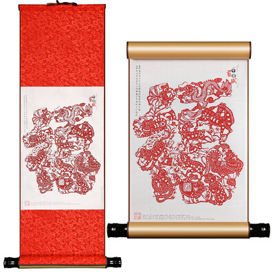 

Weilong Chinese characteristics craft gift silk paper-cut scroll painting traditional crafts foreign affairs abroad to send foreigners gifts to send teachers to send elders gifts B models Zodiac