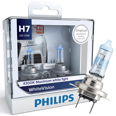 

Philips whitevision one pair Car halogen lights 4300 K H1 H4 H7 H11 H3 HB3 HB4 12 V 55 W whitelight brighten up 60 Lights