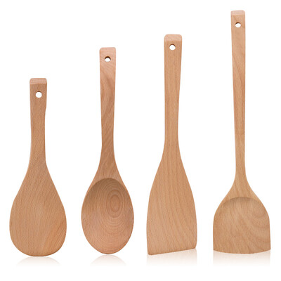 

Jiabai wood no paint no beeswax spoon shovel shovel non-stick pan shovel fried shovel spoon spoon set four-piece kitchenware set CF3400