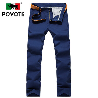 

Paulo rhinoceros (POVOTE) casual pants men's business casual straight Slim casual trousers young solid cotton trousers PVHN1609 black 29