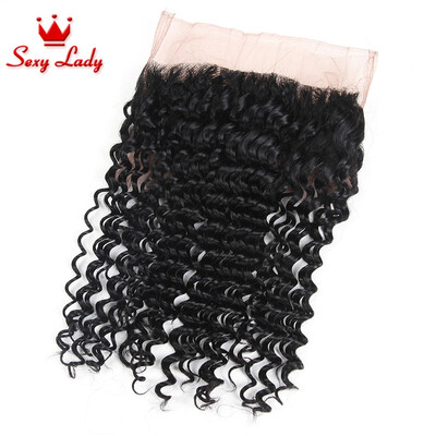 

Deep Wave 8A Peruvian Virgin Hair 360 Full Lace Band Frontal Closure With Baby Hair Human Hair
