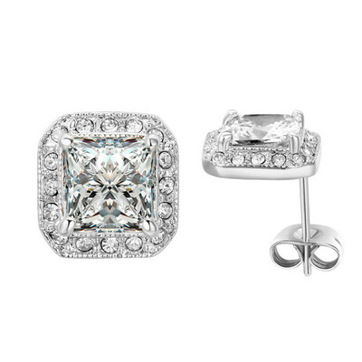 

Yoursfs@ Gorgeous Sqaure Stud Earrings Diamante Wedding Jewellery for Women 18ct GP Dress Earrings
