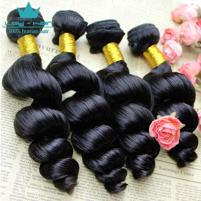 

4pcs lot Unprocessed Brazilian virgin hair extension loose wave Bundles Grade 8a natural color 1B 100% human hair weaves tangle fr