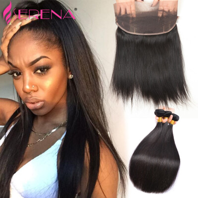 

7A 360 Lace Frontal With Bundles Malaysian Straight Hair With Closure 3 Bundles 360 Lace Frontal Natural Hairline Straight Hair