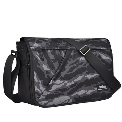 

Mi Xi mixi shoulder bag male sports leisure Messenger bag men fashion multi-functional package double-buckle men&39s messenger bag bag male wave cloth bag camouflage gray 12-inch M5177