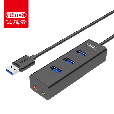 

UNITEK usb20 splitter usb external sound card high-speed hub a drag three interface headset converter two-in-one computer free drive Y-2199BK