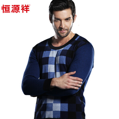 

Hengyuan Cheung thermal underwear men's jacquard thickening plus velvet underwear can be outside the business sweater set C section Army green (V-neck) XXL (180/105)