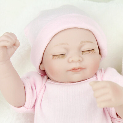 

11 inch Mini Doll Reborn Full Silicone Reborn Baby Doll Girls Toys Lifelike Doll Pink 650278