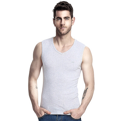 

(CARTELO) cotton men's vest thread sports stretch Slim fashion V-neck men's embroidery bracelet shirt KDLBX003 gray XXXL