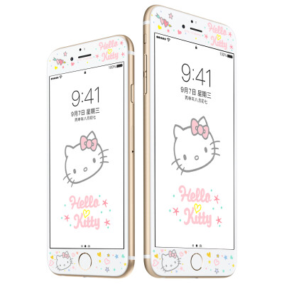 

Hello Kitty Apple iPhone8 7 tempered film full coverage cartoon cell phone protection film 3D soft edge shatterproof color film heart phase