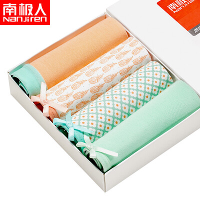 

Antarctic Nanjiren ladies underwear triangular sexy casualty breathable comfortable printing candy color women&39s large size underwear 4 bowknot gift box  code