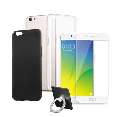 

[Shell из набора из трех частей] San Diwei (Sendio) oppo r9s phone case защита оболочка оболочка жесткая оболочка черный / TPU прозрачная мягкая оболочка / шелковый экран полноэкранный закаленный белый