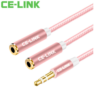 

CE-LINK линия одна точка два аудио наушники Удлинитель 0,оГО 3,5 стерео аудио кабель для наушников Разветвителя телефонного кабеля аудио розового золота пластины A2432