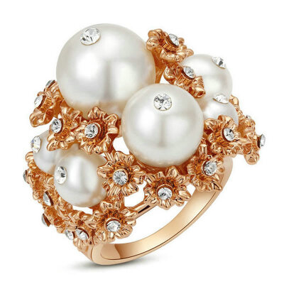 

Yoursfs Top Brand Rings for Women Gold-color Deluxe Fresh Water Pearl Ring Cubic Zircon Mothers Day Jewelry Anillos mujer