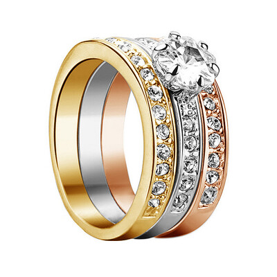 

Yoursfs® 18K Gold Plated 08CT Triple Simulated Diamond Wedding Ring Use Austrian Crystal Fashion Jewelry